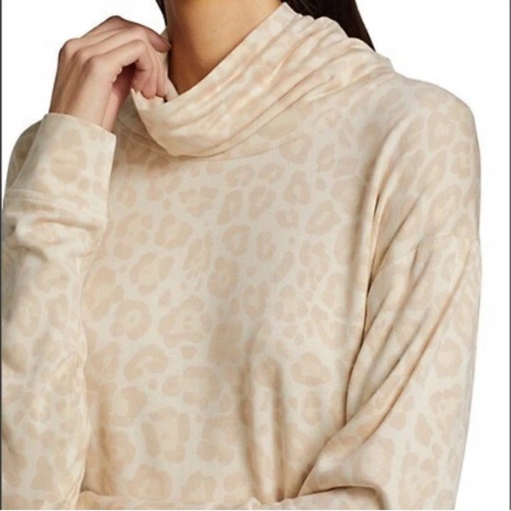 Splendid Cream Leopard Print cowl neck top.
